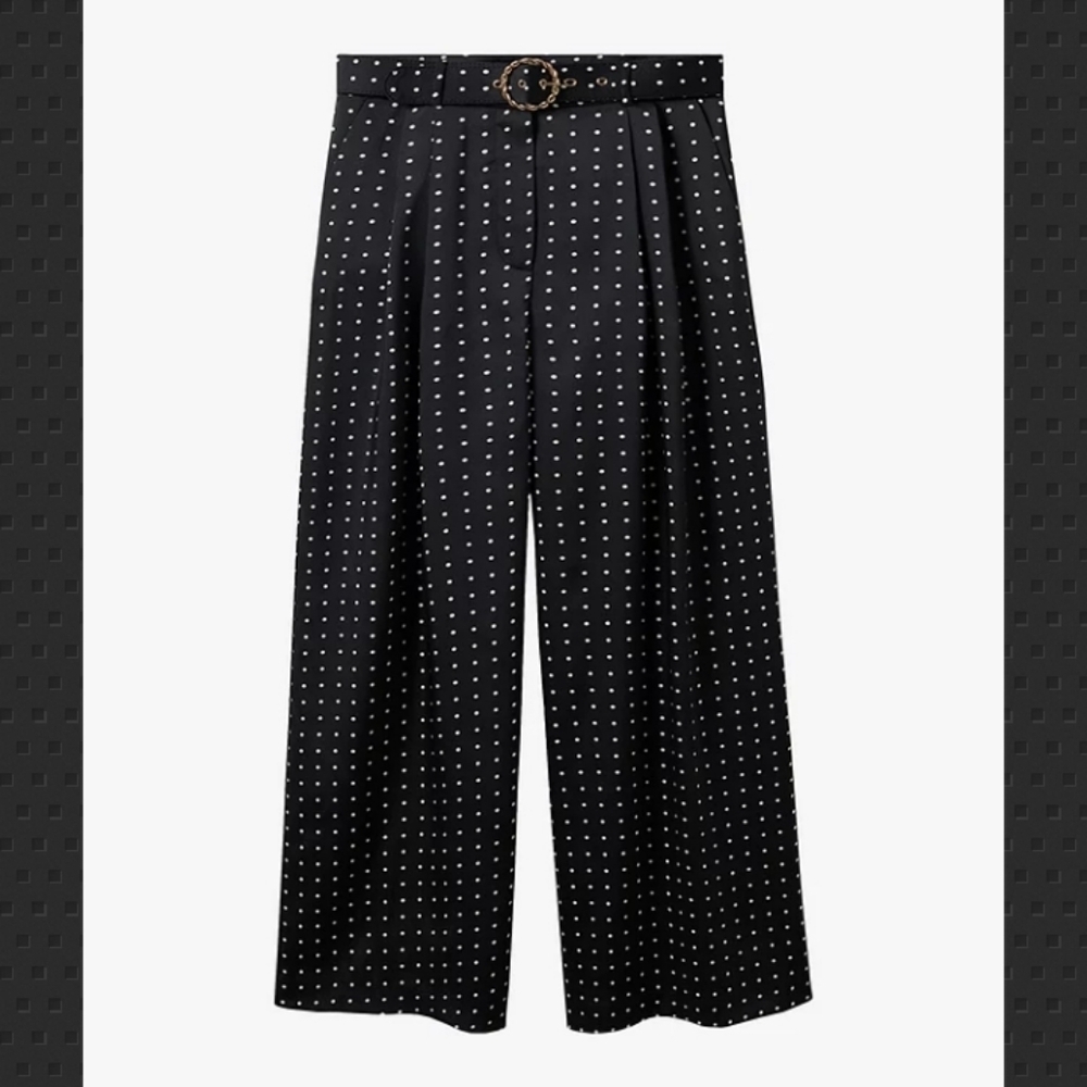 Mango Polka Dot Smart Wide Leg Trousers - Picture 4 of 13